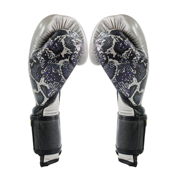 Guantes de entrenamiento Cleto Reyes STEEL SNAKE, Cinta de Contacto, Plata/negro