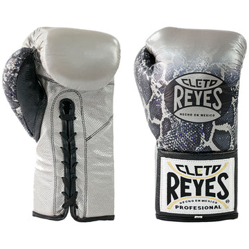 Guantes oficiales de pelea Cleto Reyes STEEL SNAKE, plata/negro