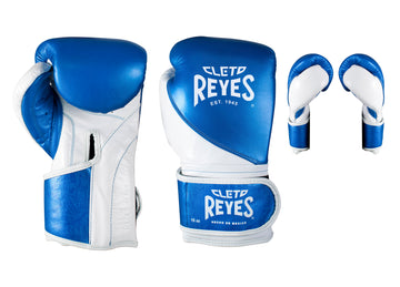 Guantes de entrenamiento alta precisión Cleto Reyes de cinta de contacto azul metalico/blanco